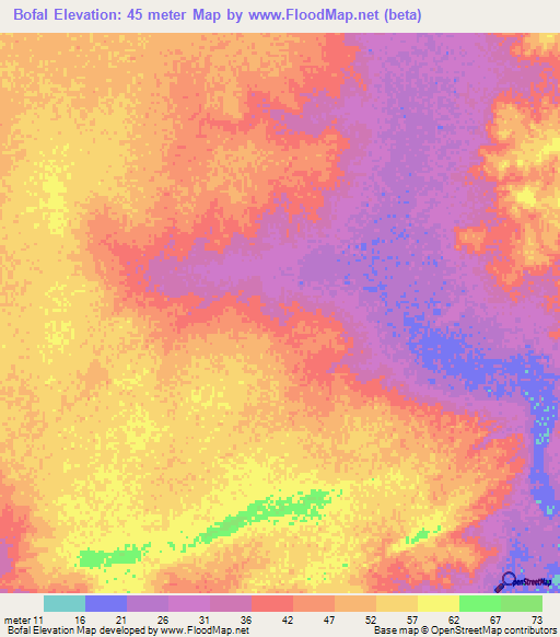 Bofal,Mauritania Elevation Map