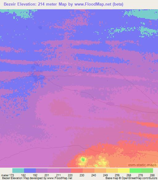 Bezeir,Mauritania Elevation Map