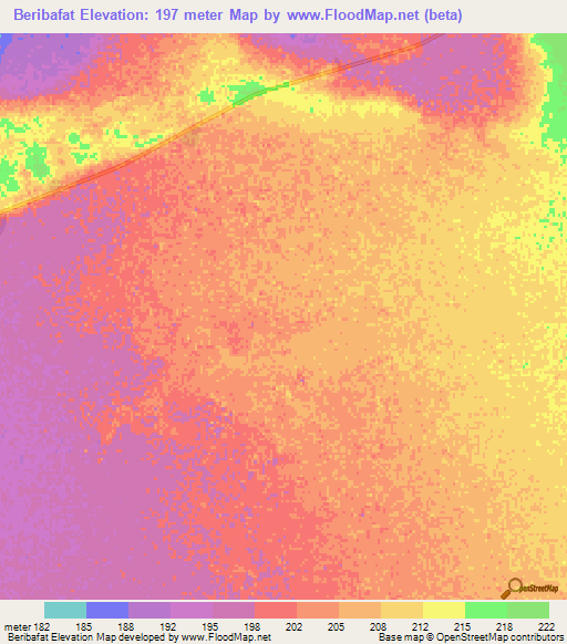 Beribafat,Mauritania Elevation Map