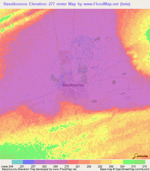 Bassikounou,Mauritania Elevation Map