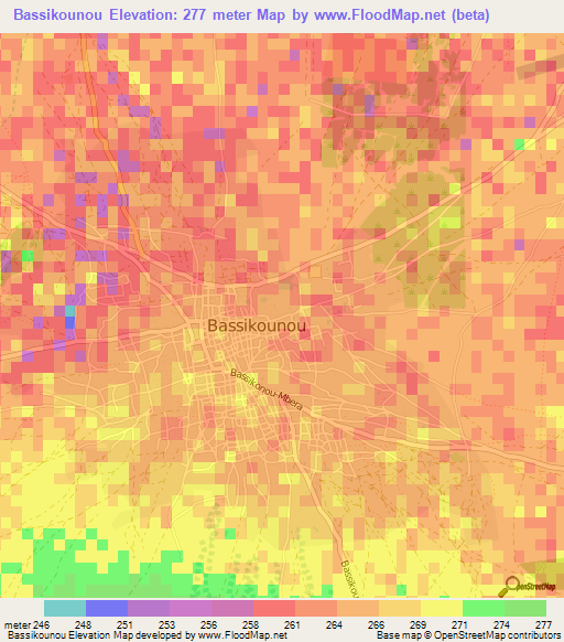 Bassikounou,Mauritania Elevation Map