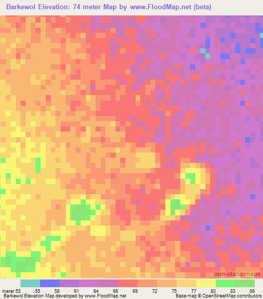 Barkewol,Mauritania Elevation Map