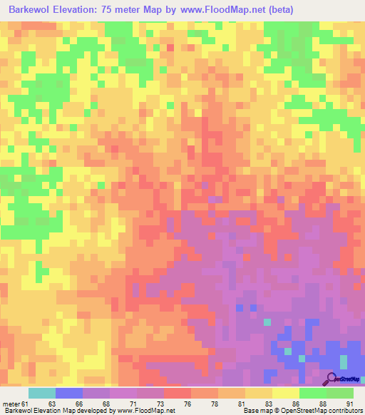 Barkewol,Mauritania Elevation Map
