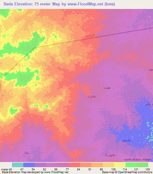 Bada,Mauritania Elevation Map