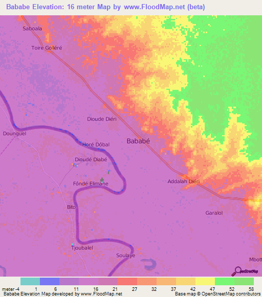 Bababe,Mauritania Elevation Map