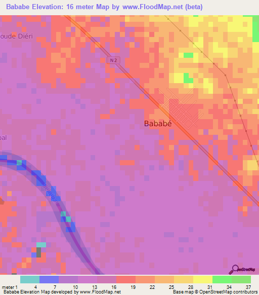 Bababe,Mauritania Elevation Map