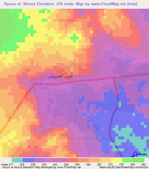 'Ayoun el 'Atrous,Mauritania Elevation Map