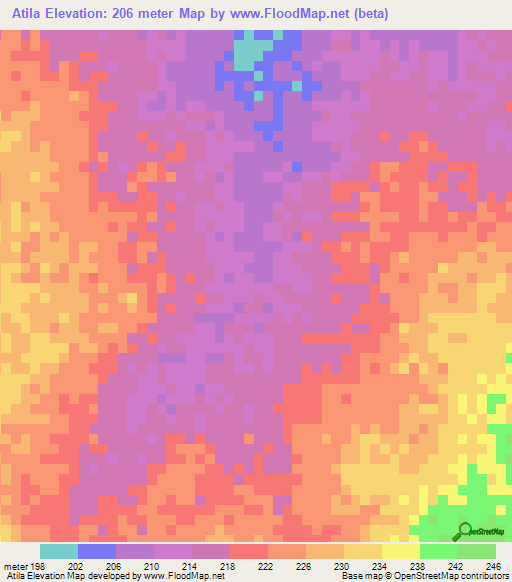 Atila,Mauritania Elevation Map