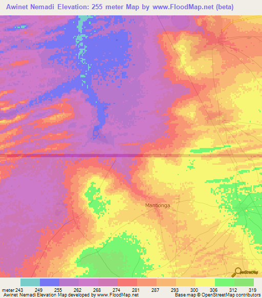 Awinet Nemadi,Mauritania Elevation Map