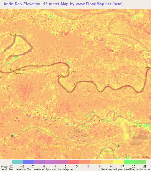 Ando Reo,Mauritania Elevation Map