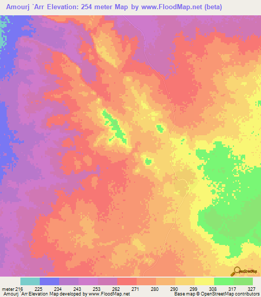 Amourj `Arr,Mauritania Elevation Map