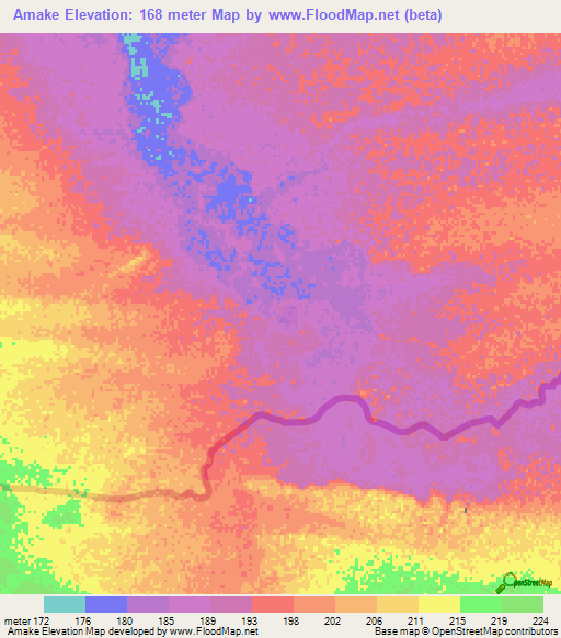 Amake,Mauritania Elevation Map