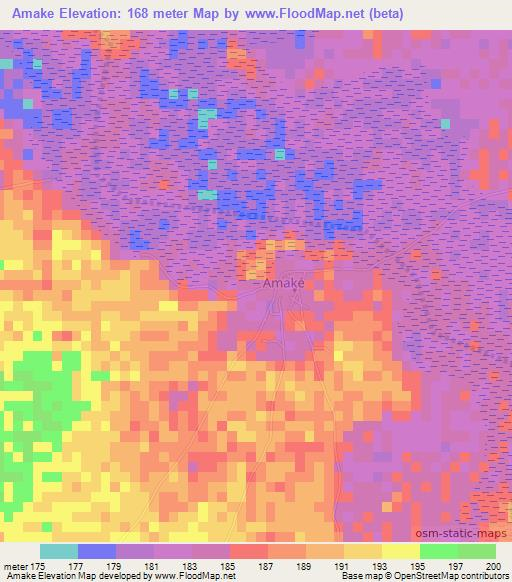 Amake,Mauritania Elevation Map