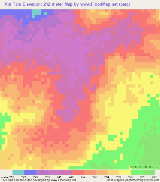 'Ain Tais,Mauritania Elevation Map