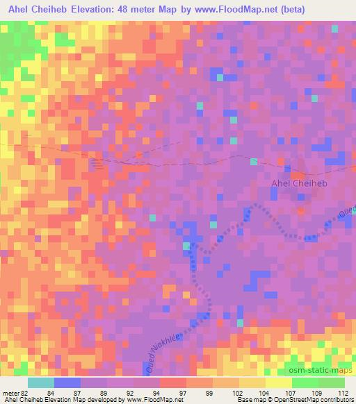 Ahel Cheiheb,Mauritania Elevation Map