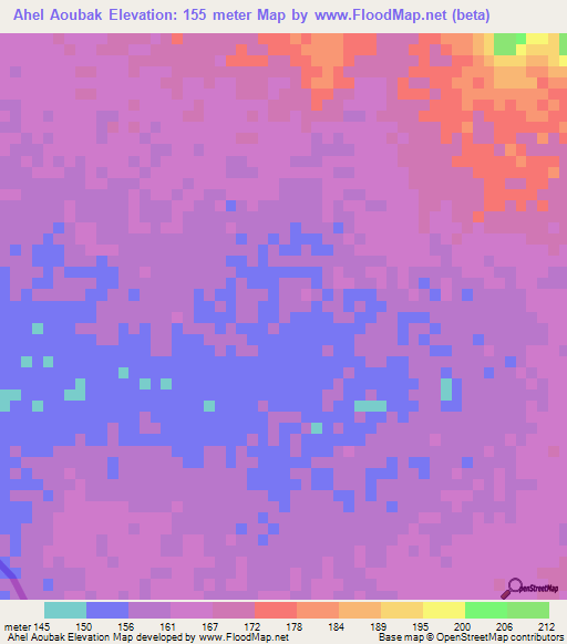 Ahel Aoubak,Mauritania Elevation Map