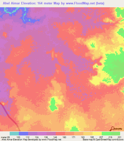 Ahel Aimar,Mauritania Elevation Map