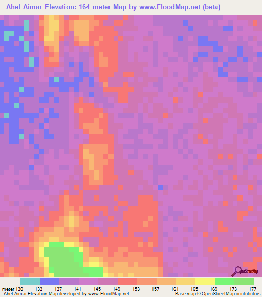 Ahel Aimar,Mauritania Elevation Map