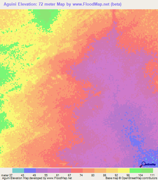 Aguini,Mauritania Elevation Map