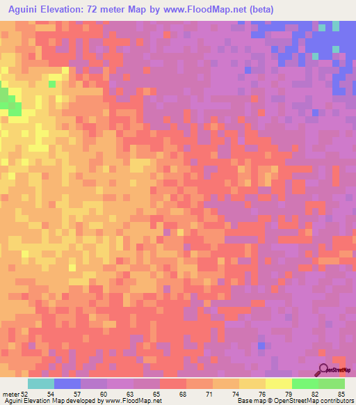 Aguini,Mauritania Elevation Map
