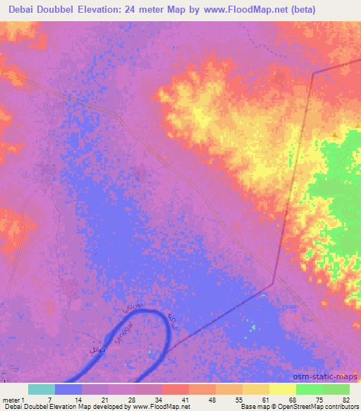 Debai Doubbel,Mauritania Elevation Map