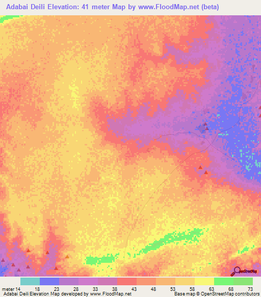 Adabai Deili,Mauritania Elevation Map