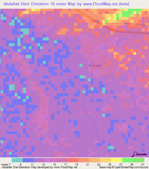 Abdallah Dieri,Mauritania Elevation Map