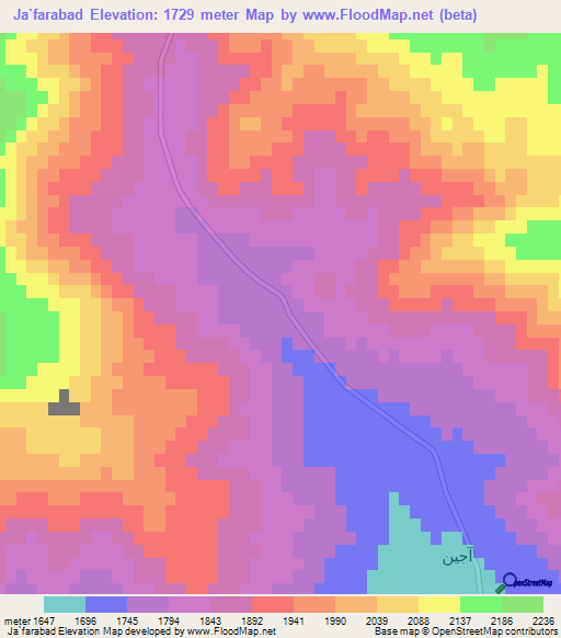 Ja`farabad,Iran Elevation Map