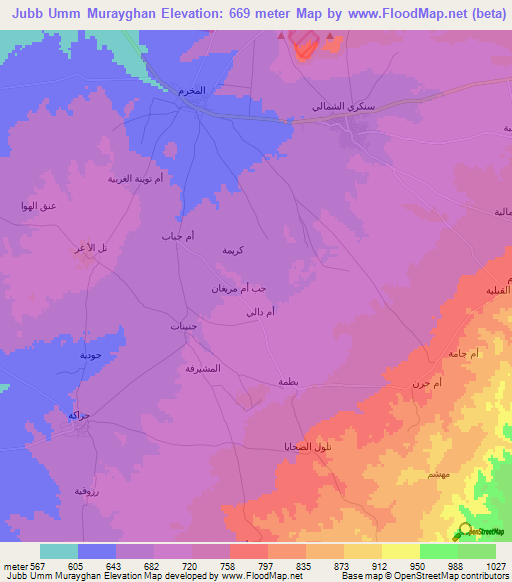 Jubb Umm Murayghan,Syria Elevation Map