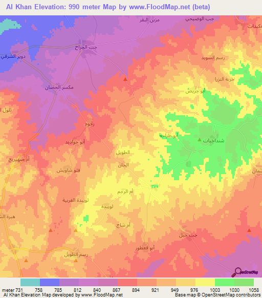 Al Khan,Syria Elevation Map