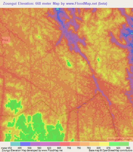 Zoungui,Gabon Elevation Map
