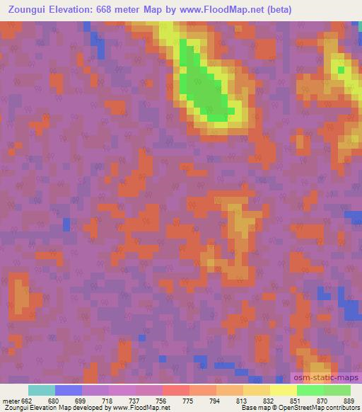 Zoungui,Gabon Elevation Map