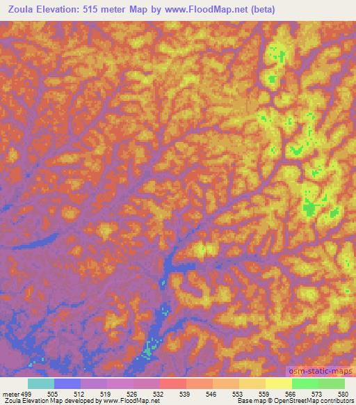 Zoula,Gabon Elevation Map