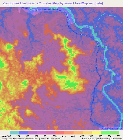 Zougouani,Gabon Elevation Map