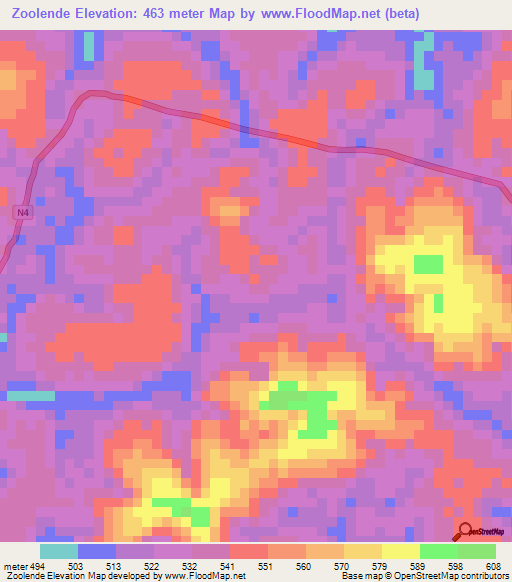 Zoolende,Gabon Elevation Map