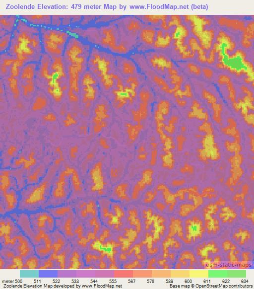 Zoolende,Gabon Elevation Map