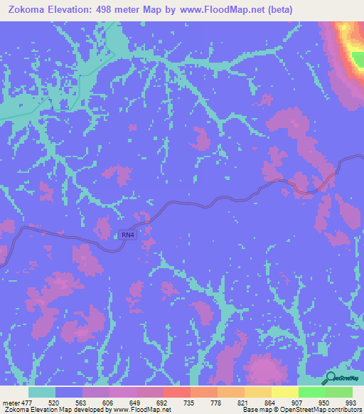 Zokoma,Gabon Elevation Map