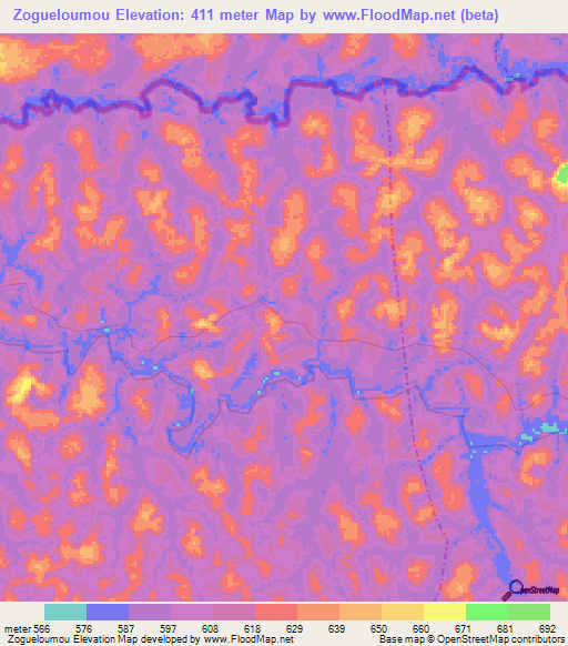 Zogueloumou,Gabon Elevation Map