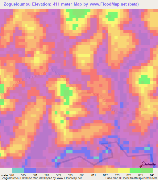 Zogueloumou,Gabon Elevation Map
