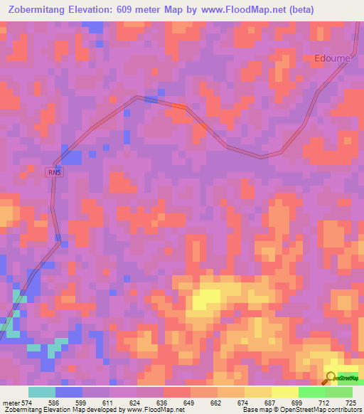 Zobermitang,Gabon Elevation Map