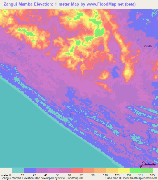 Zangui Mamba,Gabon Elevation Map