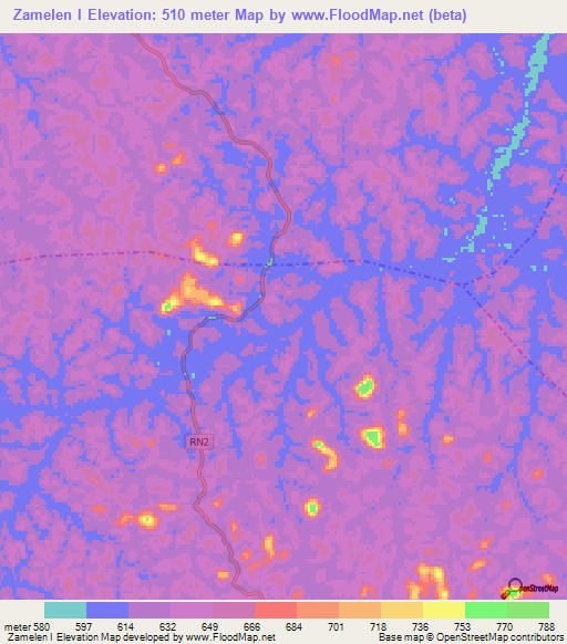 Zamelen I,Gabon Elevation Map