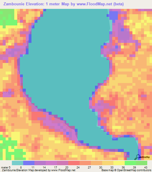 Zambounie,Gabon Elevation Map