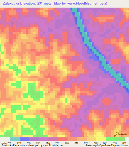 Zalakouka,Gabon Elevation Map