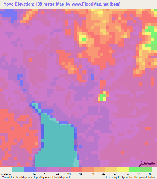 Yoyo,Gabon Elevation Map