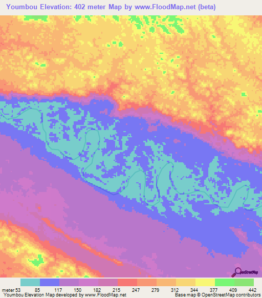 Youmbou,Gabon Elevation Map