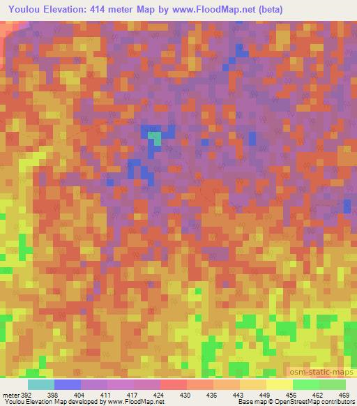 Youlou,Gabon Elevation Map