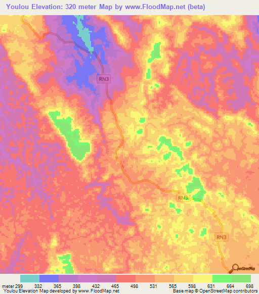 Youlou,Gabon Elevation Map