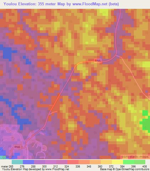 Youlou,Gabon Elevation Map