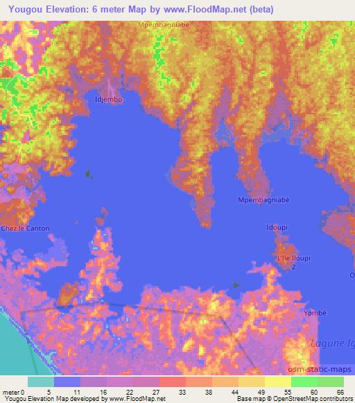 Yougou,Gabon Elevation Map